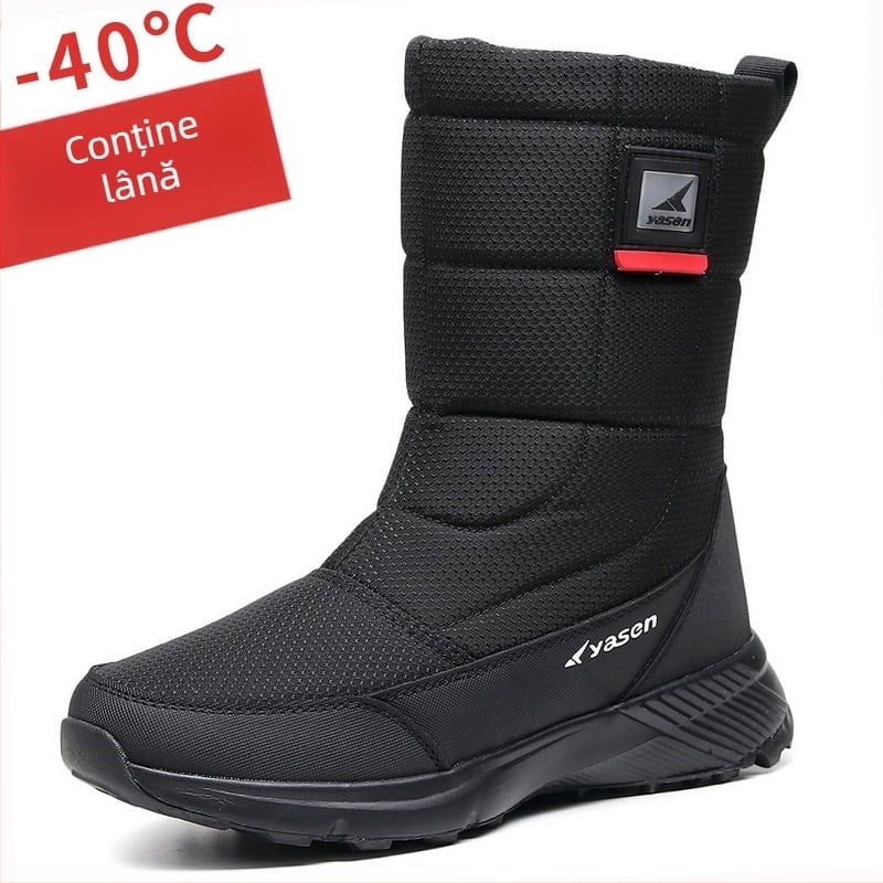 Ghete de zăpadă – încălzite, partea superioară din pânză, talpă din cauciuc rezistent la abraziune, interior din lână, fermoar lateral