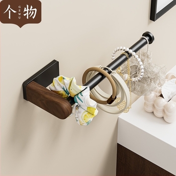 Suport montat pe perete pentru elastice de păr – stand pentru bijuterii din oțel cu lemn, pentru depozitare machiaj și bijuterii
