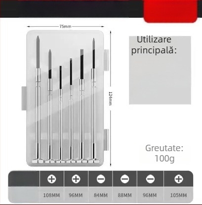 Set de șurubelnițe pentru ceasuri, oțel crom-vanadiu Cr_V, magnetic, neizolat, greutate 0.1 kg