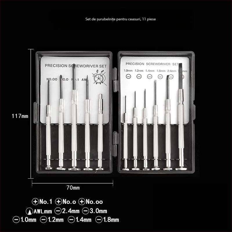 Set de șurubelnițe pentru ceasuri, oțel crom-vanadiu Cr_V, magnetic, neizolat, greutate 0.1 kg