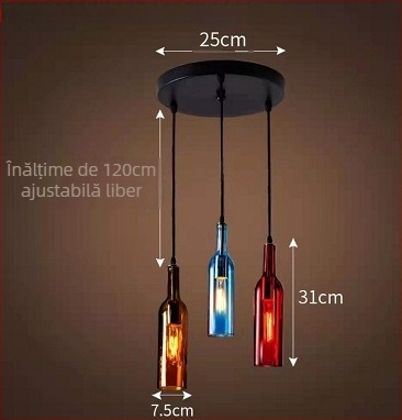 Lustră din sticlă, lampă LED, E27, 220V, 1 sursă de lumină