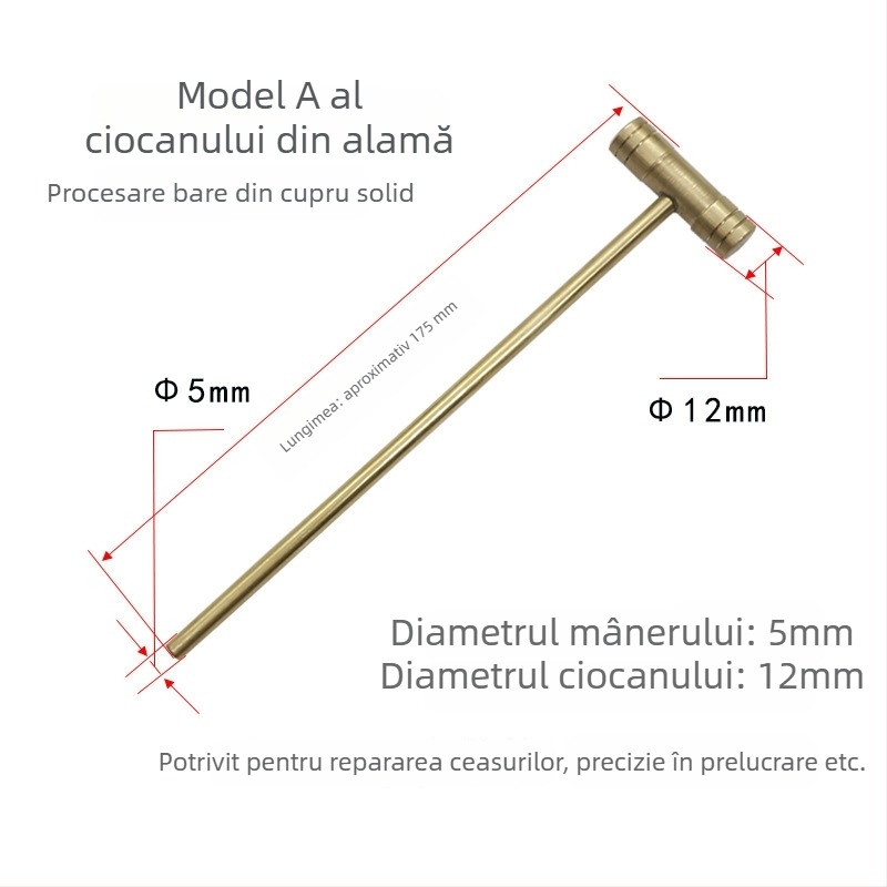 Cioc de reparat ceasuri, cu cap dublu detașabil; capul: fier/alamă/plastic; tijă: fier/alamă; potrivit pentru repararea ceasurilor și montarea de instrumente de precizie