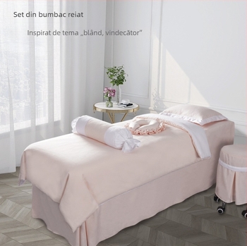 Set patru piese pentru acoperire pat de cosmetică din bumbac corduroy, asortare cromatică, stil modern minimalist