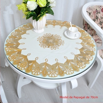 Față de masă rotundă din PVC cu ștampilare la cald; anti-alunecare, anti-praf, rezistență la temperaturi înalte