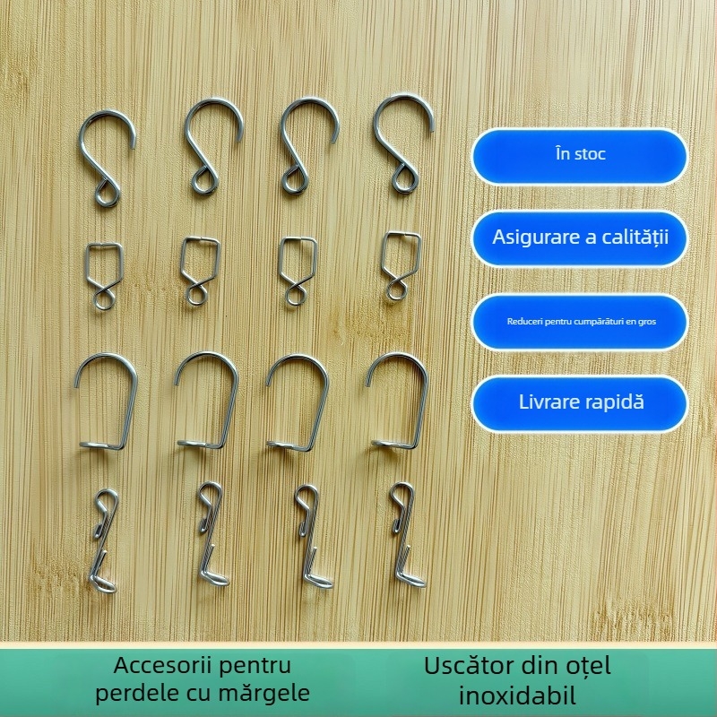 Cârlig de perdea din oțel inoxidabil, stil modern minimalist, modelul A142.