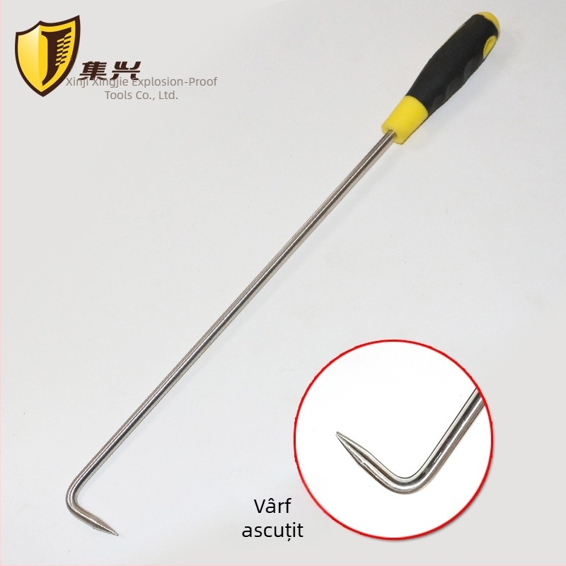 Cârlig din oțel inoxidabil 304 pentru ușă rulantă, cârlig simplu, 8 mm, mâner lung cu orificiu, mâner cauciucat-plastic