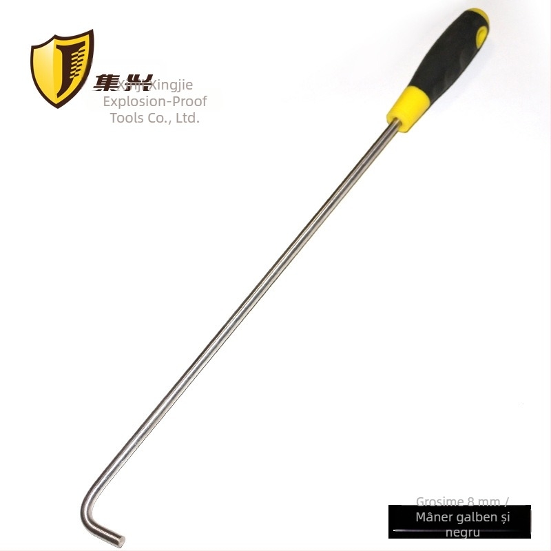 Cârlig din oțel inoxidabil 304 pentru ușă rulantă, cârlig simplu, 8 mm, mâner lung cu orificiu, mâner cauciucat-plastic
