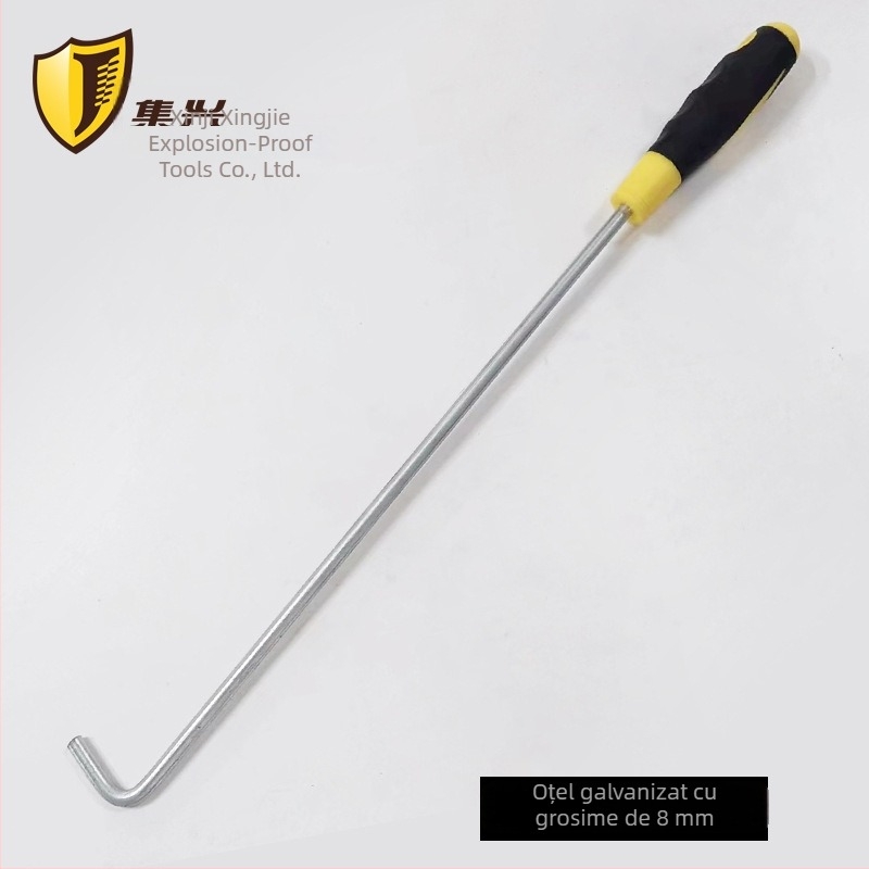 Cârlig din oțel inoxidabil 304 pentru ușă rulantă, cârlig simplu, 8 mm, mâner lung cu orificiu, mâner cauciucat-plastic