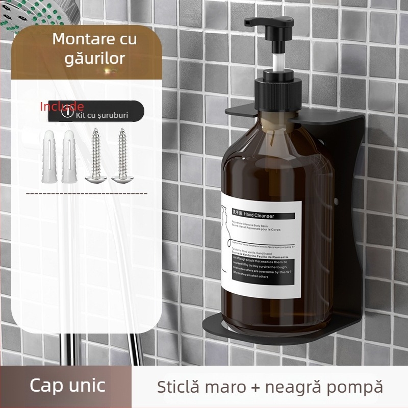 Distribuitor de săpun montat pe perete cu recipient pentru șampon — ABS, acționat prin apăsare, finisaj oxidat