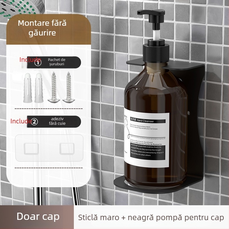 Distribuitor de săpun montat pe perete cu recipient pentru șampon — ABS, acționat prin apăsare, finisaj oxidat