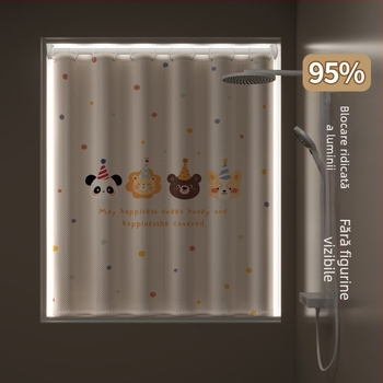 Cortină de duș din poliester, stil modern minimalist, model cu animale, personalizabilă