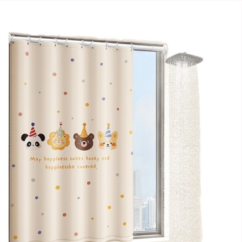 Cortină de duș din poliester, stil modern minimalist, model cu animale, personalizabilă