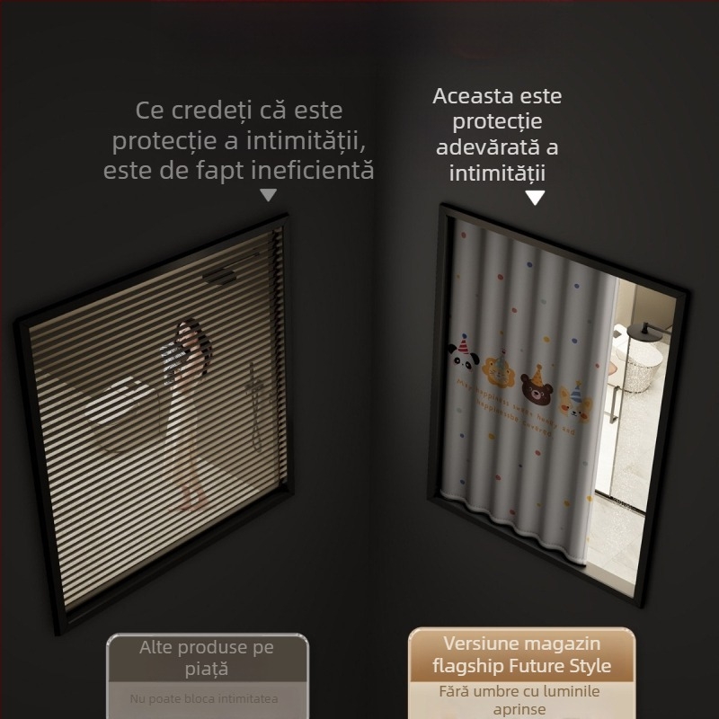 Cortină de duș din poliester, stil modern minimalist, model cu animale, personalizabilă