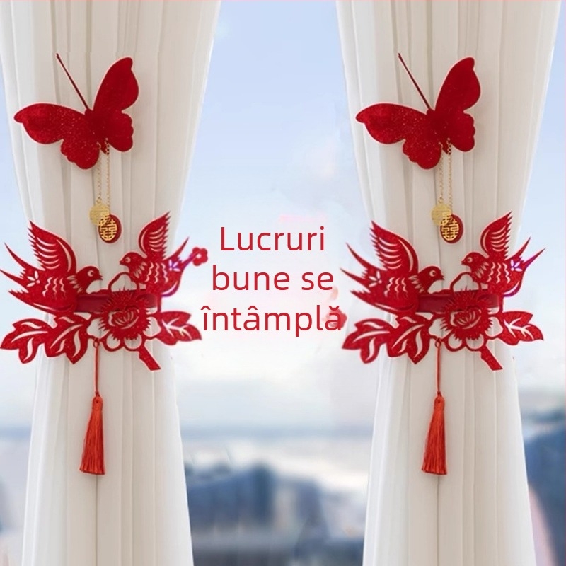 Set decor pentru nuntă - ghirlandă și cuvinte fericite - accesorii pentru amenajare living/dormitor, panglici de hârtie