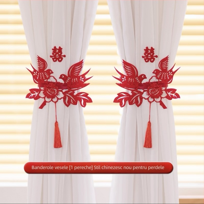 Set decor pentru nuntă - ghirlandă și cuvinte fericite - accesorii pentru amenajare living/dormitor, panglici de hârtie