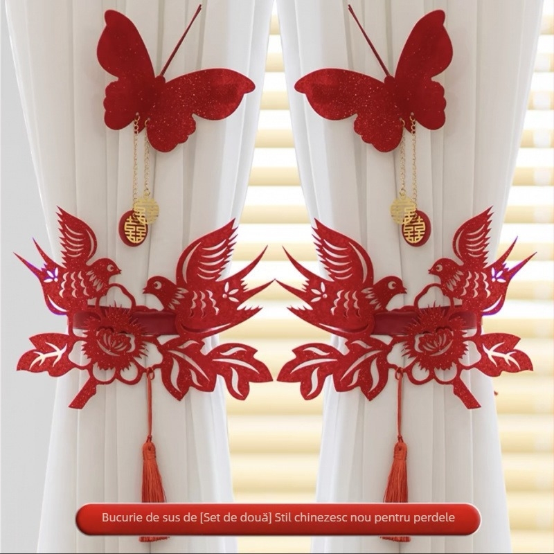 Set decor pentru nuntă - ghirlandă și cuvinte fericite - accesorii pentru amenajare living/dormitor, panglici de hârtie