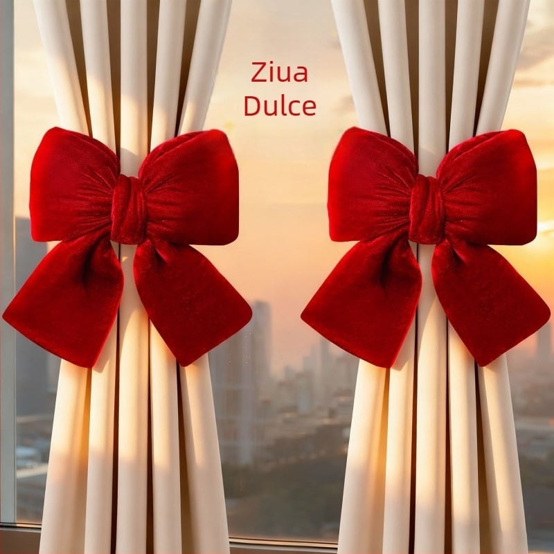 Set prinderi perdea cu funda catifelată pentru decor de nuntă • Material: flanelă • Brand: Ant • Ambalaj: carton • Destinație: nuntă