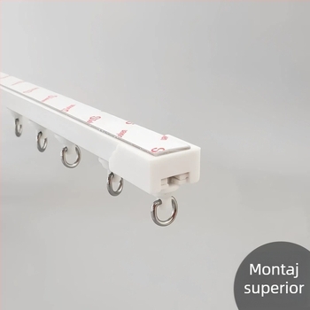 Șină pentru perdele fără găuri, autoadezivă, silențioasă, ultra-subțire