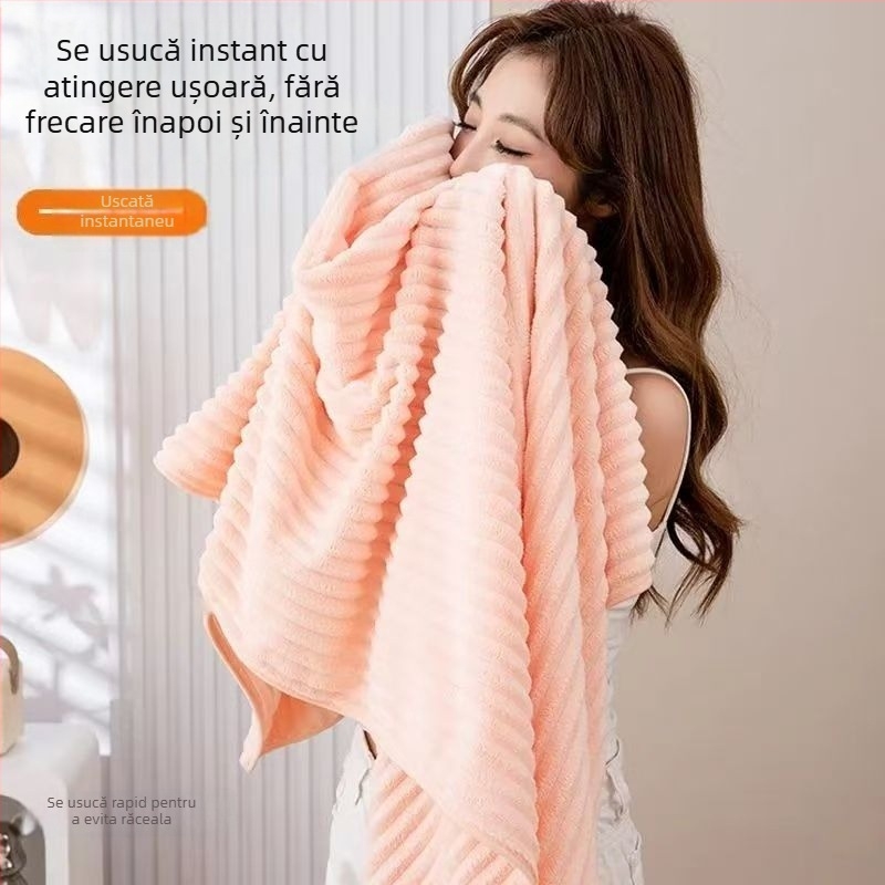 Prosop de baie din fleece coral, țesătură simplă, fir 150D, greutate 170–200 g, personalizare disponibilă