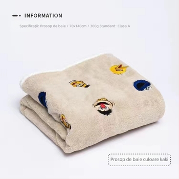 Prosop de baie cu design purtabil, brocart poliester, 200–300 g, fibră 150D, finisaj tivire