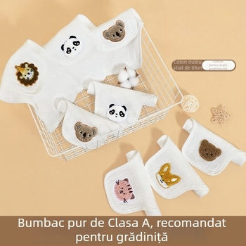 Prosop brodat din bumbac 100% pentru bebeluși, absorbant, cu fir 40