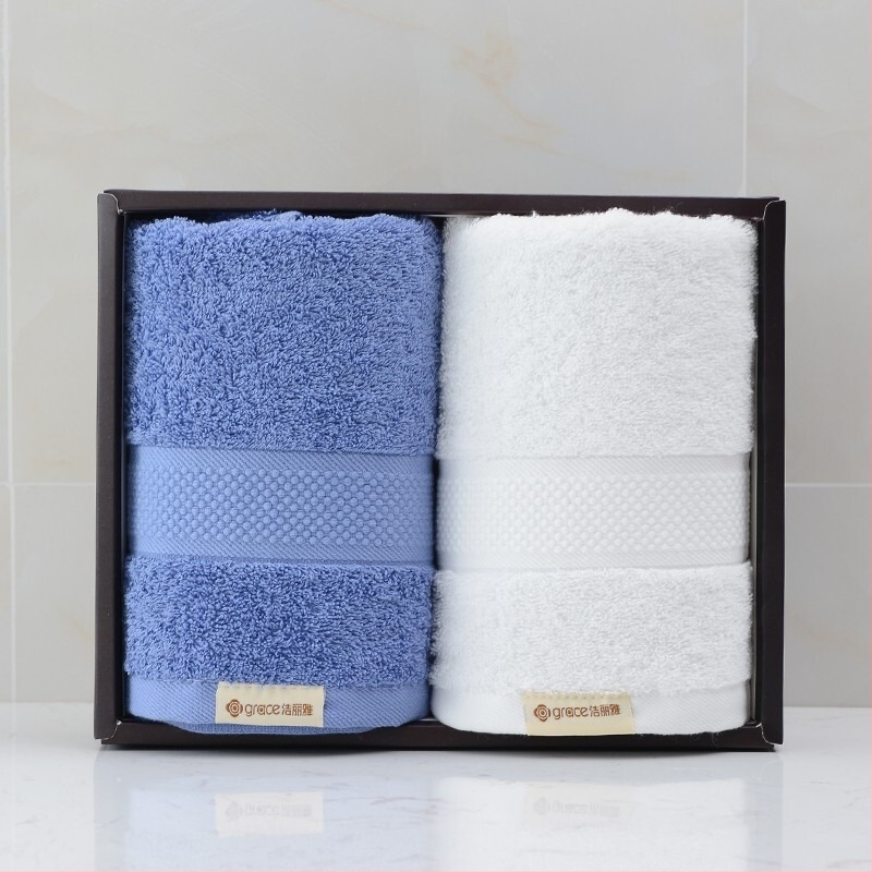 Prosop pentru față și baie, set de 2 bucăți într-o cutie cadou, 100% bumbac, broderie, 260 g
