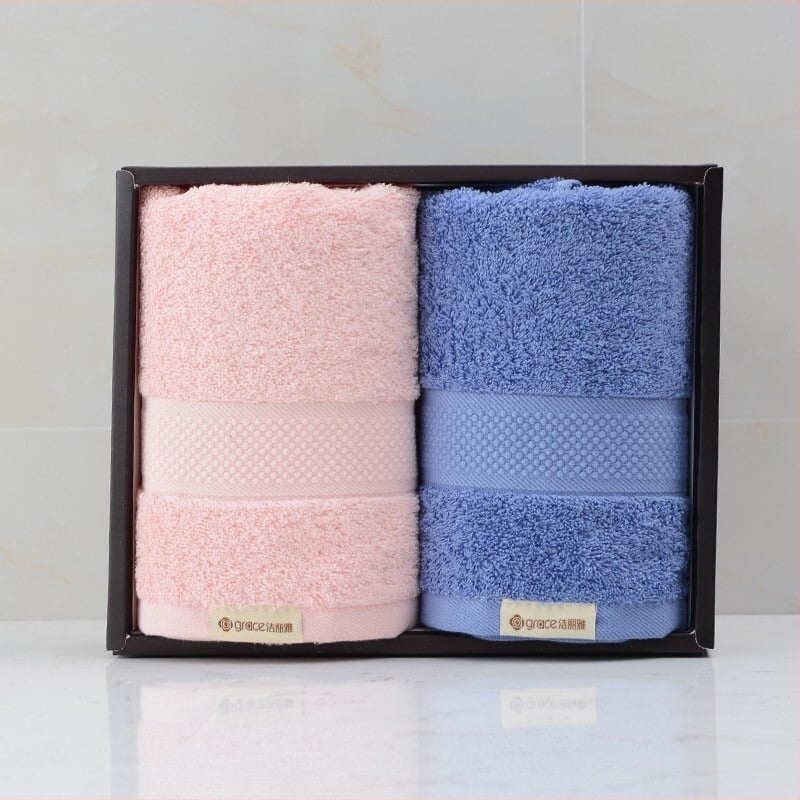 Prosop pentru față și baie, set de 2 bucăți într-o cutie cadou, 100% bumbac, broderie, 260 g