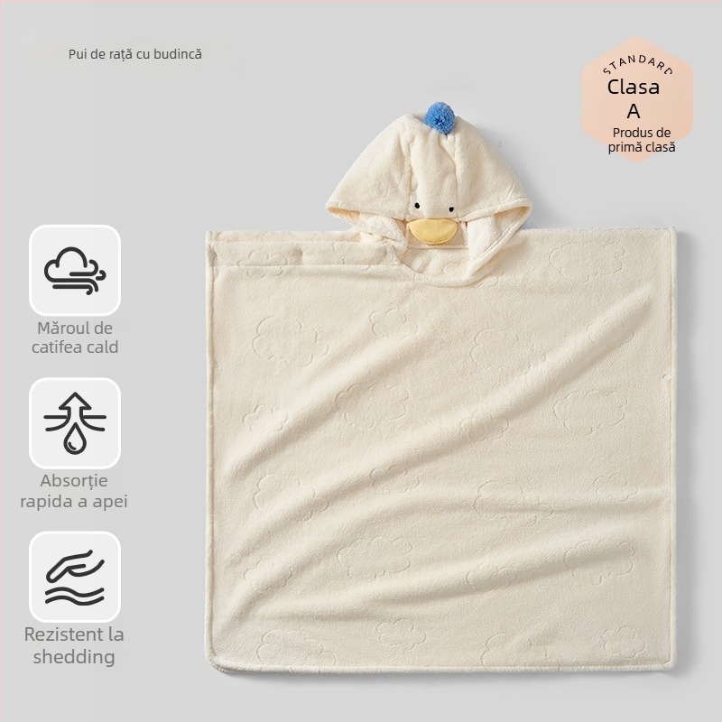 Prosop de baie cu glugă purtabil pentru bebeluși – absorbant și uscare rapidă (Brand: Very cute; Material: fibre poliesterice; Greutate: 200–300 g; Proces de producție: tivire)