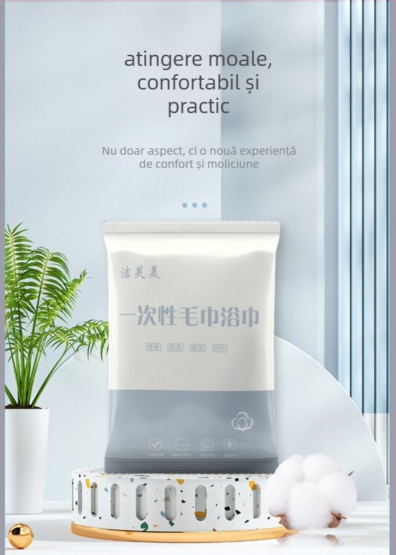 Prosop de baie de unică folosință, grosime extra, amestec bumbac-kapok (Kapok 50%), absorbție 0–5 s, procesare personalizabilă, pentru călătorii de afaceri și hoteluri/cazări