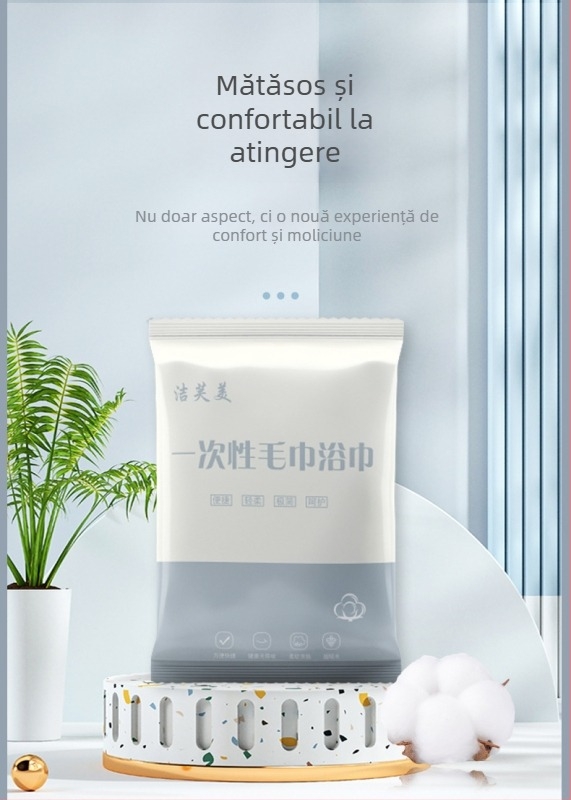 Prosop de baie de unică folosință, grosime extra, amestec bumbac-kapok (Kapok 50%), absorbție 0–5 s, procesare personalizabilă, pentru călătorii de afaceri și hoteluri/cazări