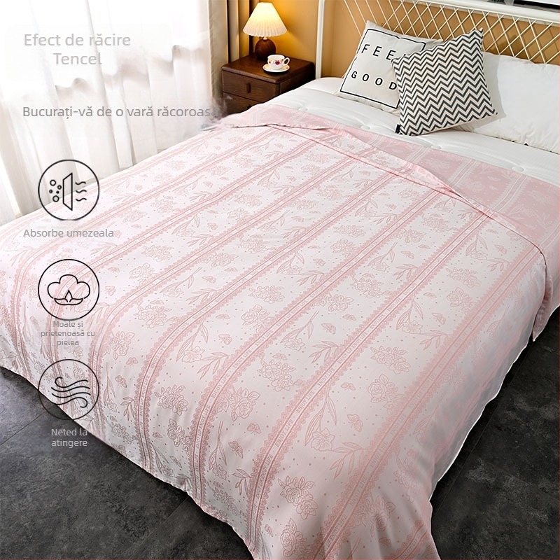 Pătură Lyocell cu efect răcoritor – Model simplu, pătură de vară, 500–799 g, țesătură 100% Lyocell (warp/weft), lavabilă la mașină