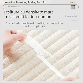 Halat de baie Lingxiang, fleece coral, unisex, iarnă