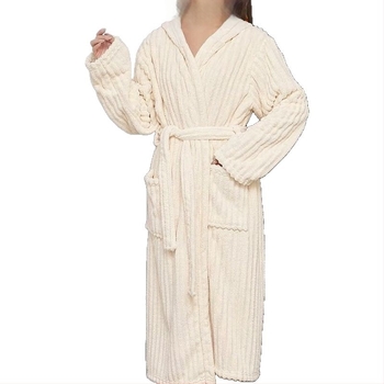 Halat de baie Lingxiang, fleece coral, unisex, iarnă