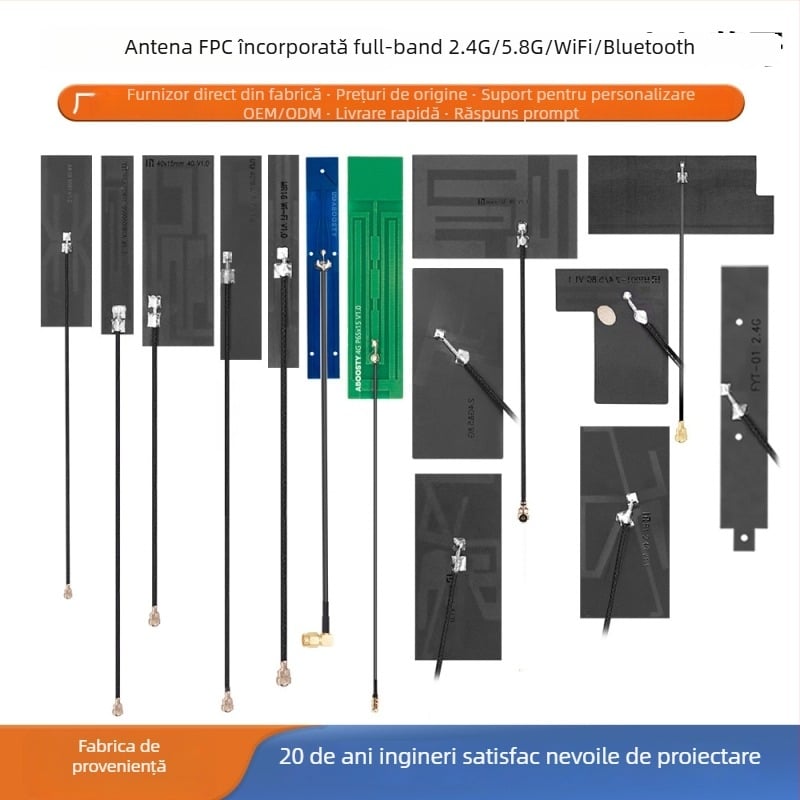 Antena WiFi, 5.8 GHz, patch PCB flexibil FPC, conector IPEX, Bluetooth dual-band