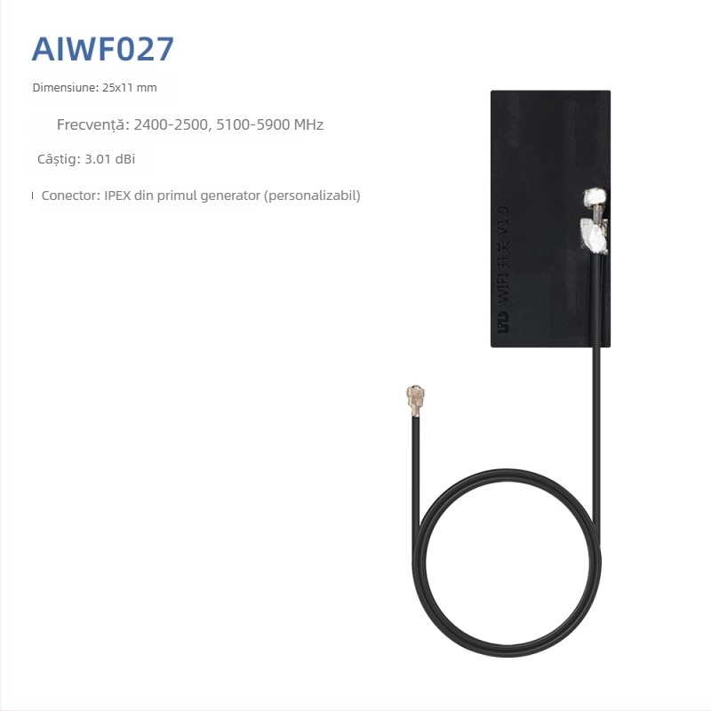 Antena WiFi, 5.8 GHz, patch PCB flexibil FPC, conector IPEX, Bluetooth dual-band
