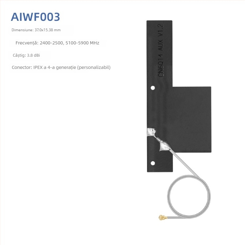 Antena WiFi, 5.8 GHz, patch PCB flexibil FPC, conector IPEX, Bluetooth dual-band