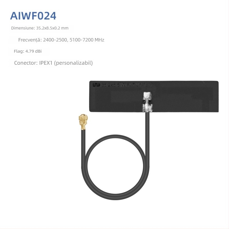Antena WiFi, 5.8 GHz, patch PCB flexibil FPC, conector IPEX, Bluetooth dual-band