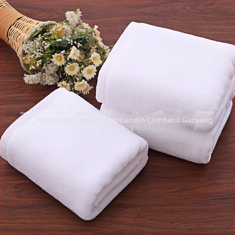 Prosop de hotel din bumbac, 99% bumbac, țesătură simplă, GSM 200-350, imprimare siglă