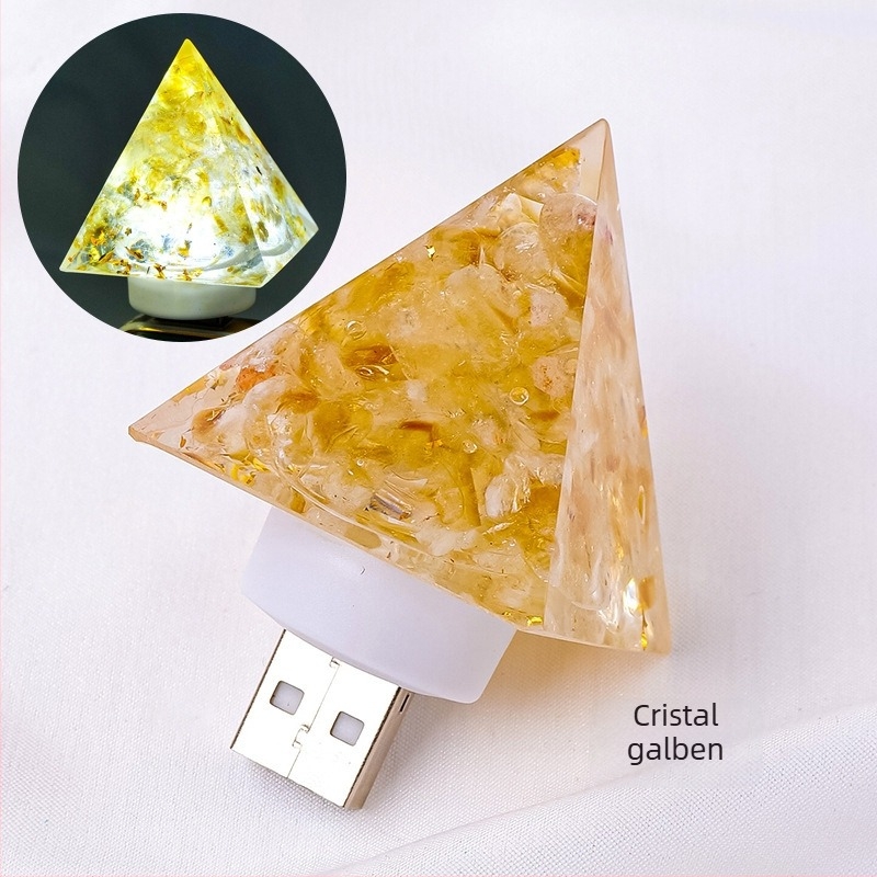 Lumină de noapte din cristal – lampă de noptieră cu design geometric, stil modern minimalist, decor gata pentru cadou