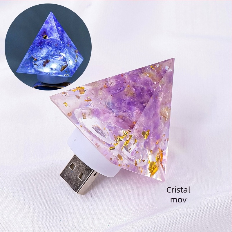 Lumină de noapte din cristal – lampă de noptieră cu design geometric, stil modern minimalist, decor gata pentru cadou