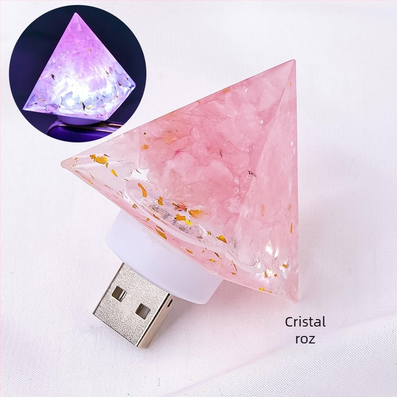 Lumină de noapte din cristal – lampă de noptieră cu design geometric, stil modern minimalist, decor gata pentru cadou