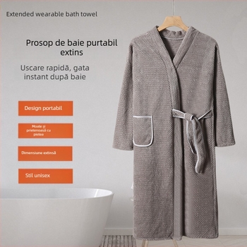 Halat de baie unisex pentru iarnă, țesătură cu plasă ananas, poliester, mâneci lungi