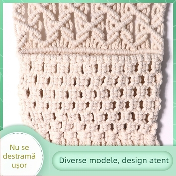 Tapiserie de perete țesută manual din fir de bumbac, cu franjuri, stil boem, decor pentru perete