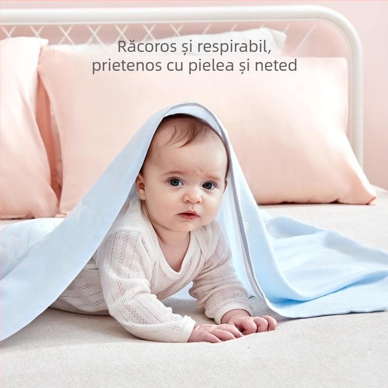 Pătură pentru copii din fibre de bambus — vară, ușoară sub 300 g, imprimeu desen animat, stil desen animat