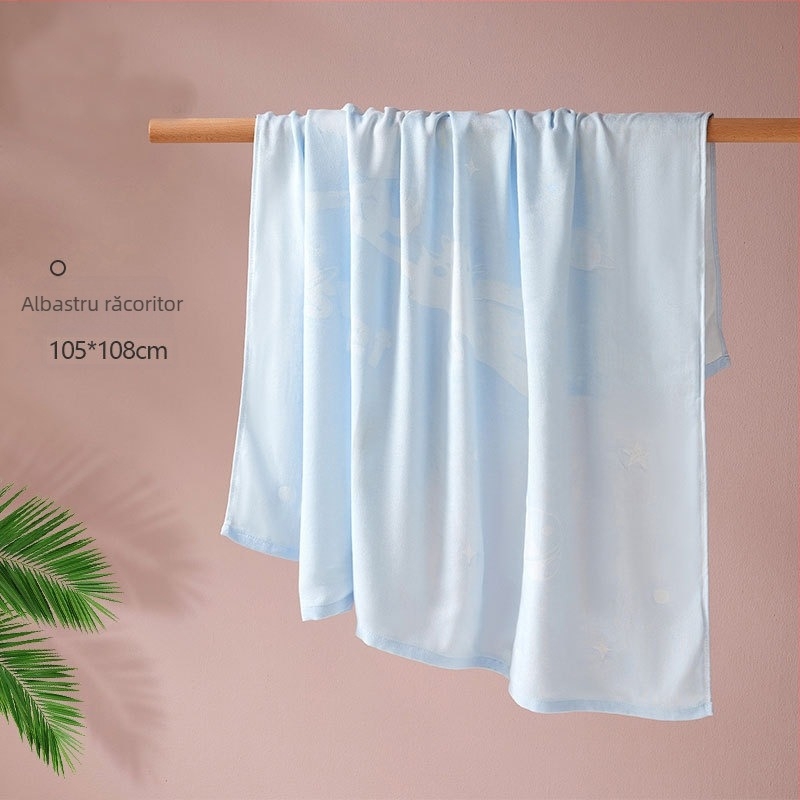 Pătură pentru copii din fibre de bambus — vară, ușoară sub 300 g, imprimeu desen animat, stil desen animat