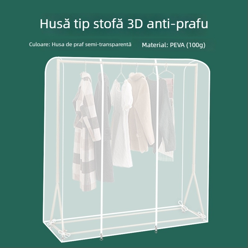 Husă transparentă pentru haine, pe podea, PEVA, rezistentă la praf și umezeală, lavabilă și pliabilă
