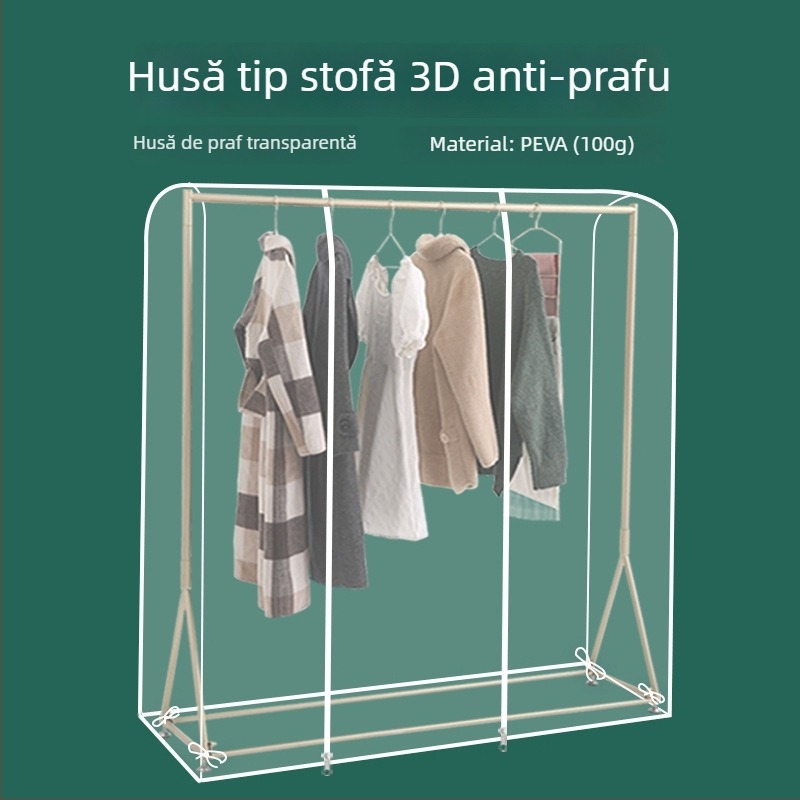 Husă transparentă pentru haine, pe podea, PEVA, rezistentă la praf și umezeală, lavabilă și pliabilă