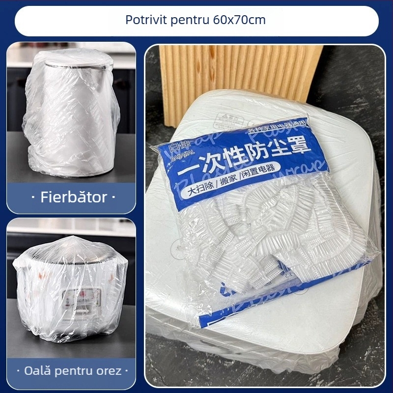 Capac de praf de unică folosință pentru electrocasnice – folie PE elastică, transparentă, pentru gătitor de orez și cuptor cu microunde
