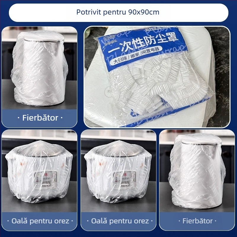 Capac de praf de unică folosință pentru electrocasnice – folie PE elastică, transparentă, pentru gătitor de orez și cuptor cu microunde