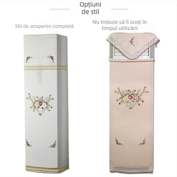 Acoperiș pentru aer condiționat cu broderie de panglică, design vertical, acoperire completă care rămâne pe în timpul pornirii, protecție împotriva prafului în interior; Material: poliester-cotton; Țesătură: 100% poliester; Dantelă: 50% bumbac, 50% poliest
